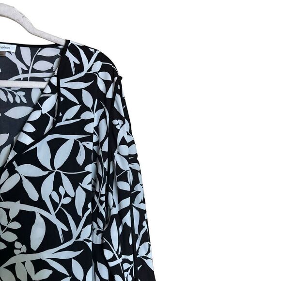 Calvin Klein Top Womens 2X Multicolor Floral Print Split Neck Stretch Blouse - Picture 5 of 9